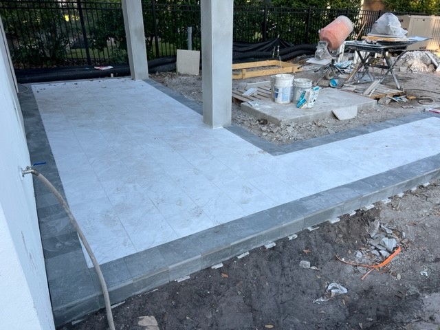 Concrete pad and framed wall